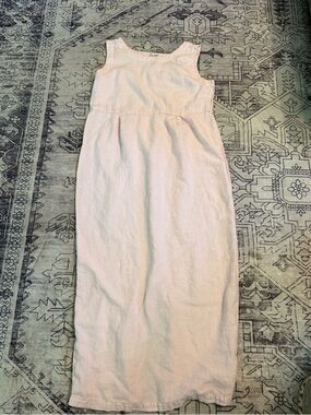 Russ Berens 90’s 100% Linen maxi dress pale pink L vintage
